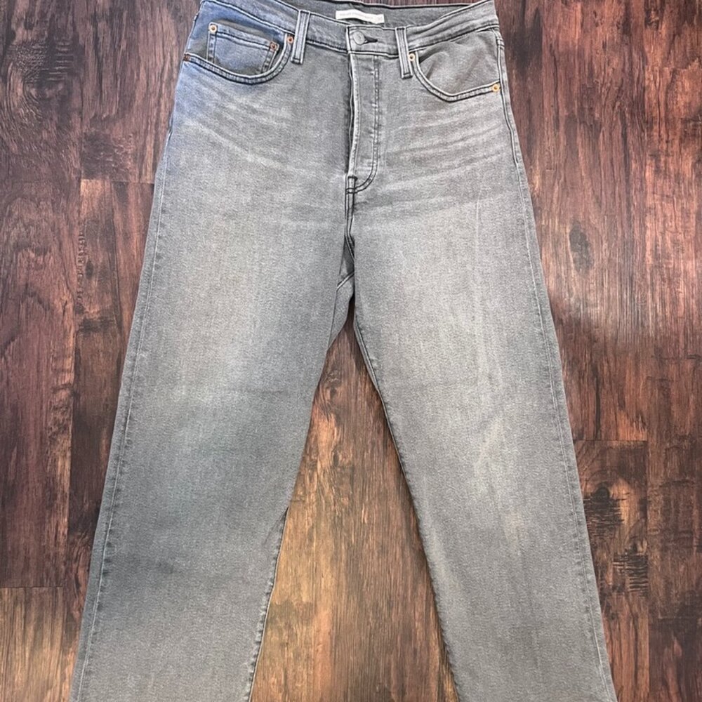 Levi’s Ribcage Straight Ankle Jeans 30 Gray High Rise